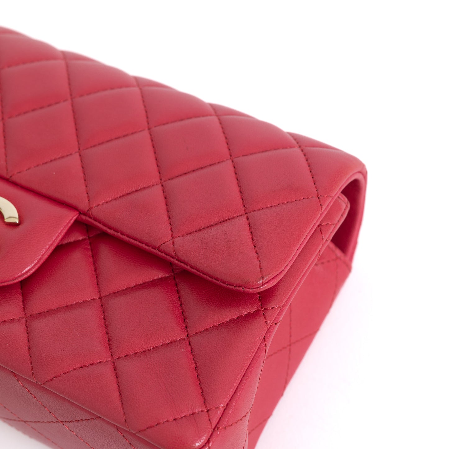 Mini Rectangular Flap, Raspberry Red Lambskin 6877