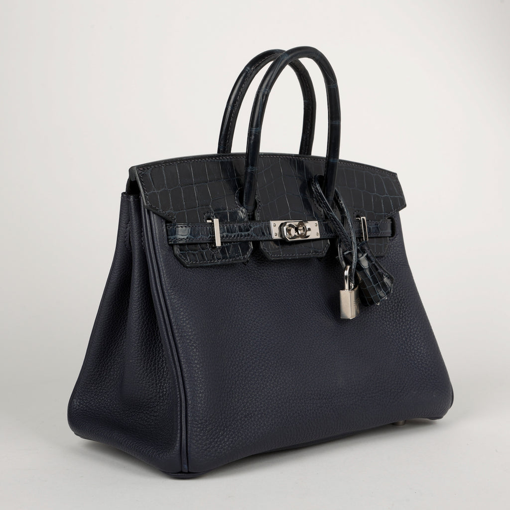Birkin 25 Bleu Baltique Niloticus Crocodile and Bleu Nuit Togo Touch Palladium Hardware