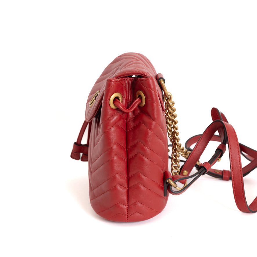 Small GG Marmont Backpack, Red