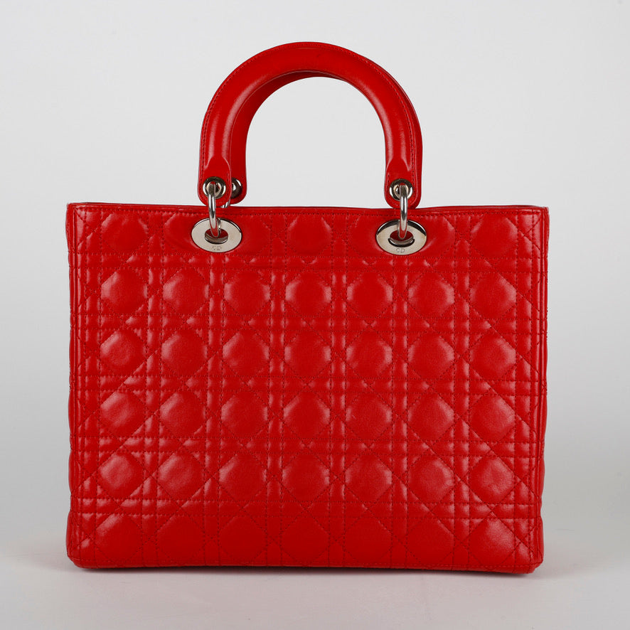 Large Lady Dior Red Lambskin