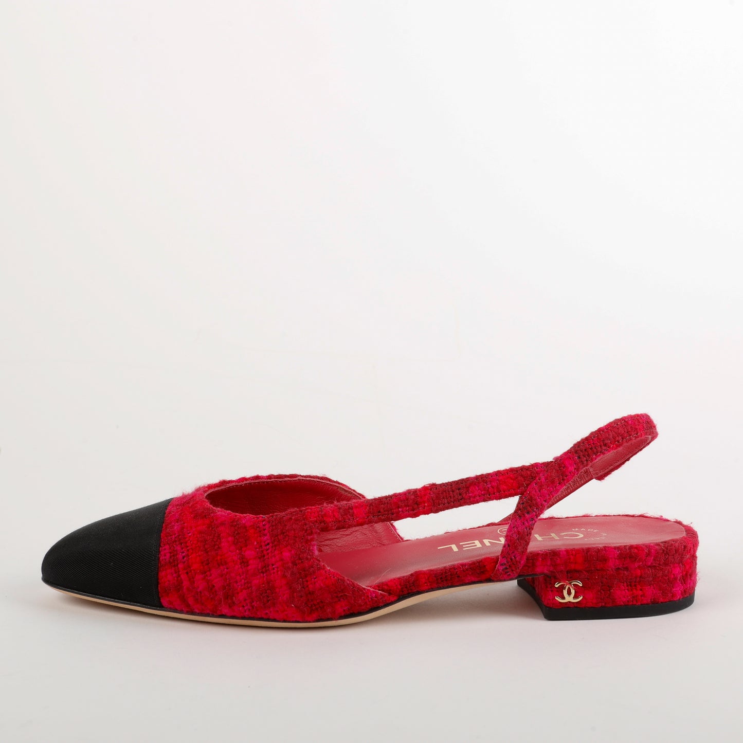 Tweed Sling Backs, Pink & Red | Size 37