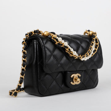 Top Handle Seasonal Mini Flap, Black Pearl