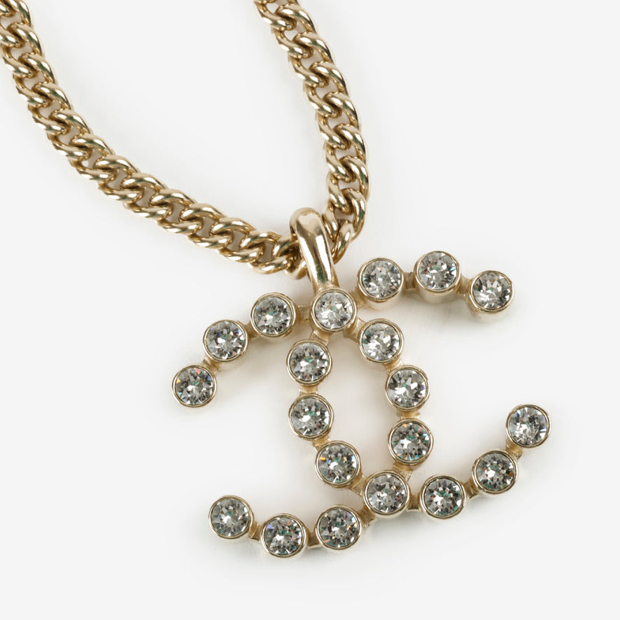 Large Crystal CC Logo Pendant Necklace 11927