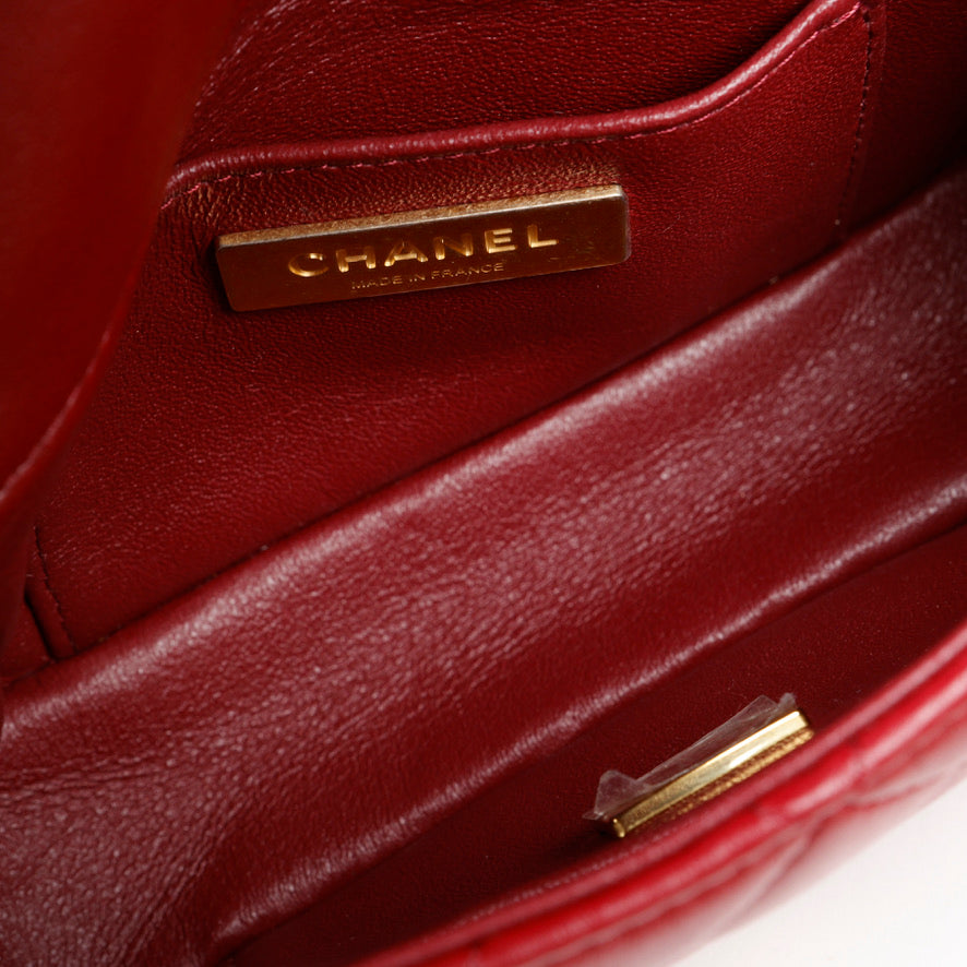 Mini Crystal CC Flap Bag, Burgundy Lambskin