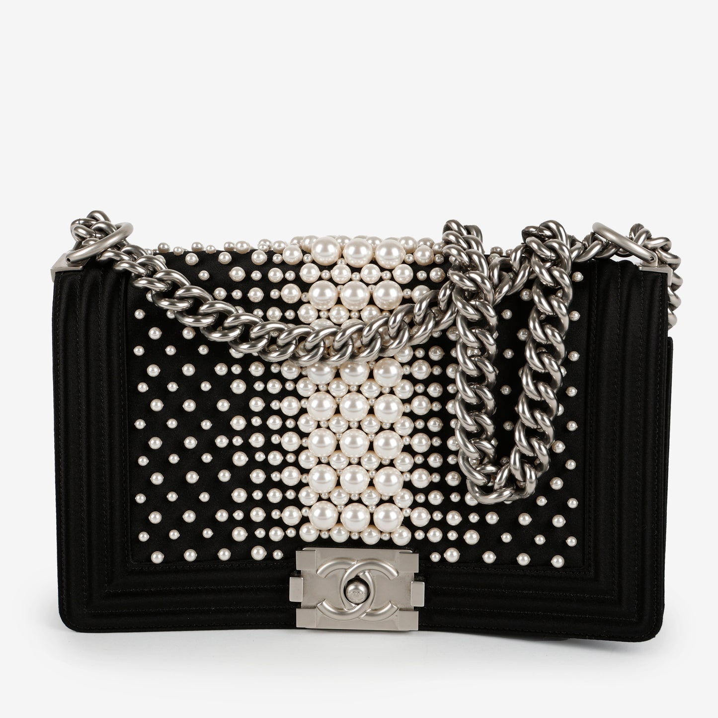 Medium Pearl Embellished Boy Bag