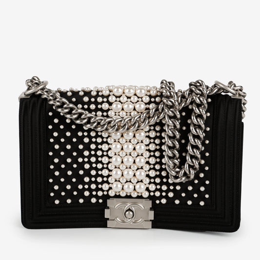 Medium Pearl Embellished Boy Bag