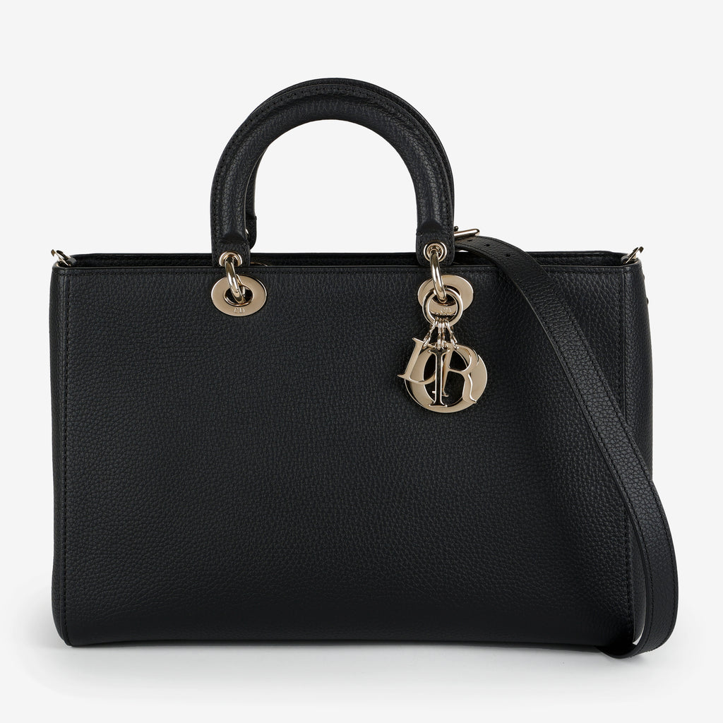 Large D-Sire Black Calfskin