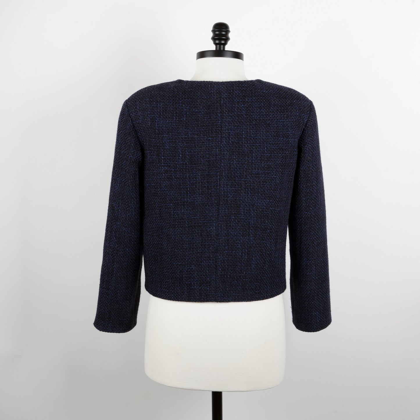Navy Blue Tweed Fantasie Cropped Jacket (21B)