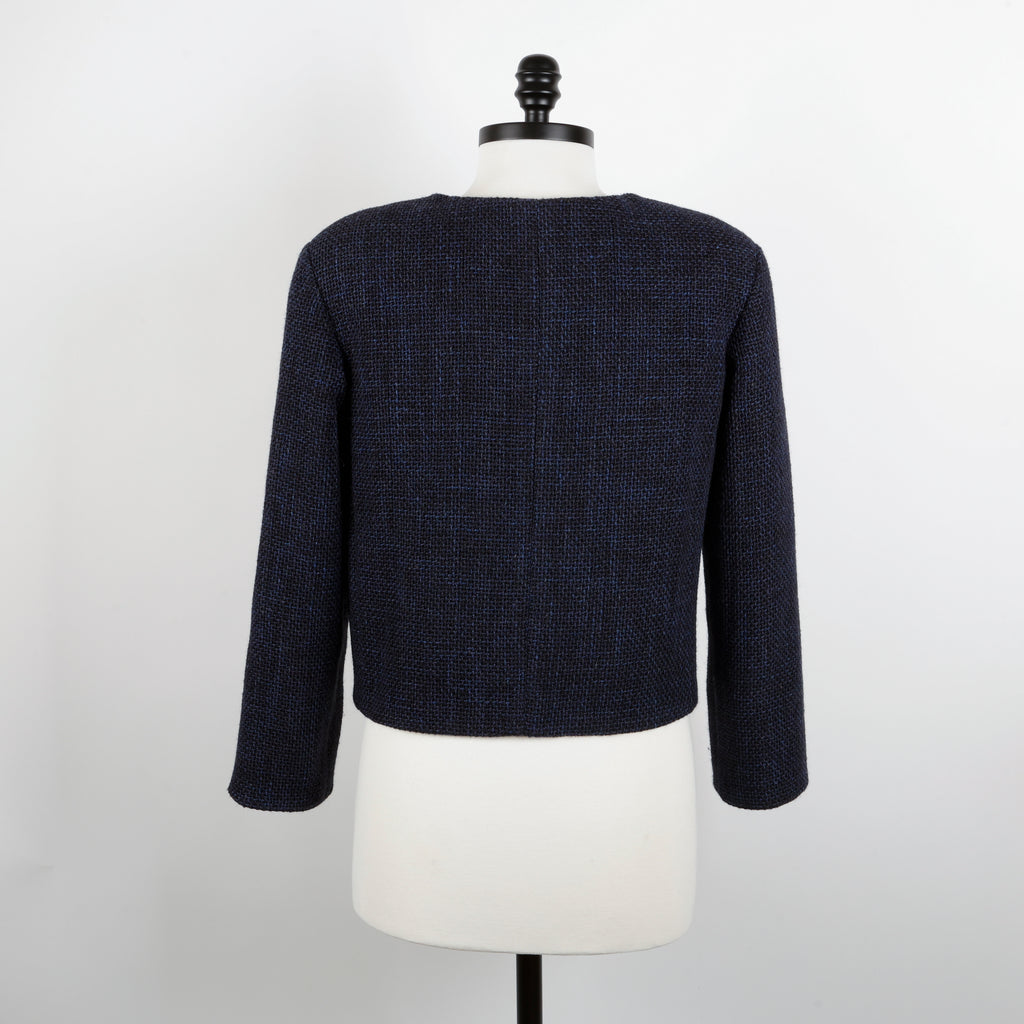 Navy Blue Tweed Fantasie Cropped Jacket (21B)