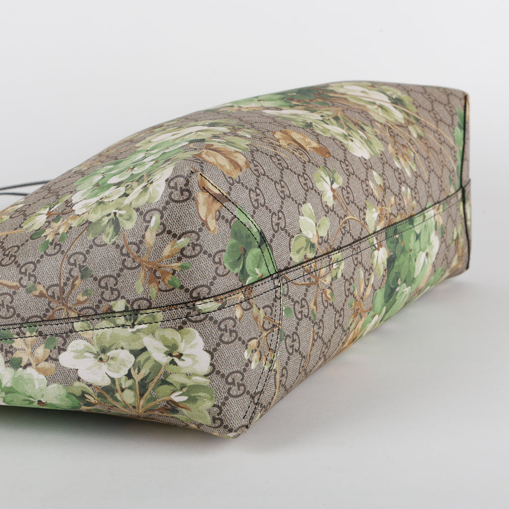 Medium Blooms Reversible Tote, Coated Canvas/Green