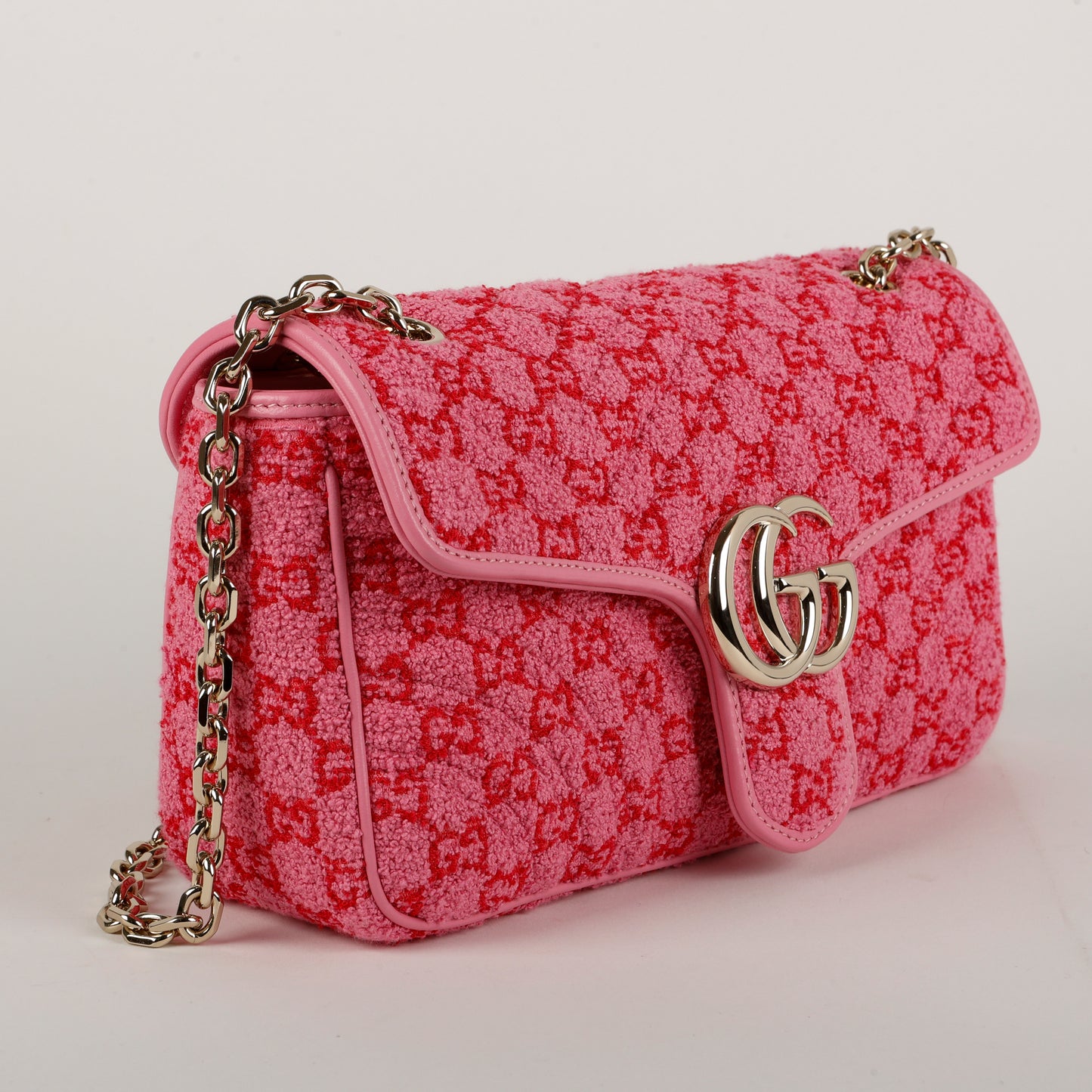 Medium GG Marmont, Pink and Red GG Bouclé