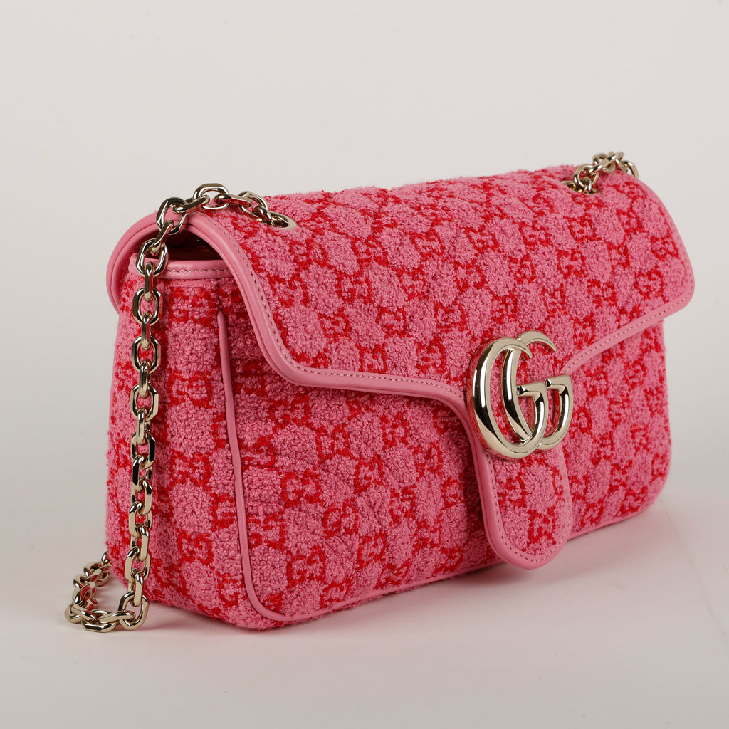 Medium GG Marmont, Pink and Red GG Bouclé
