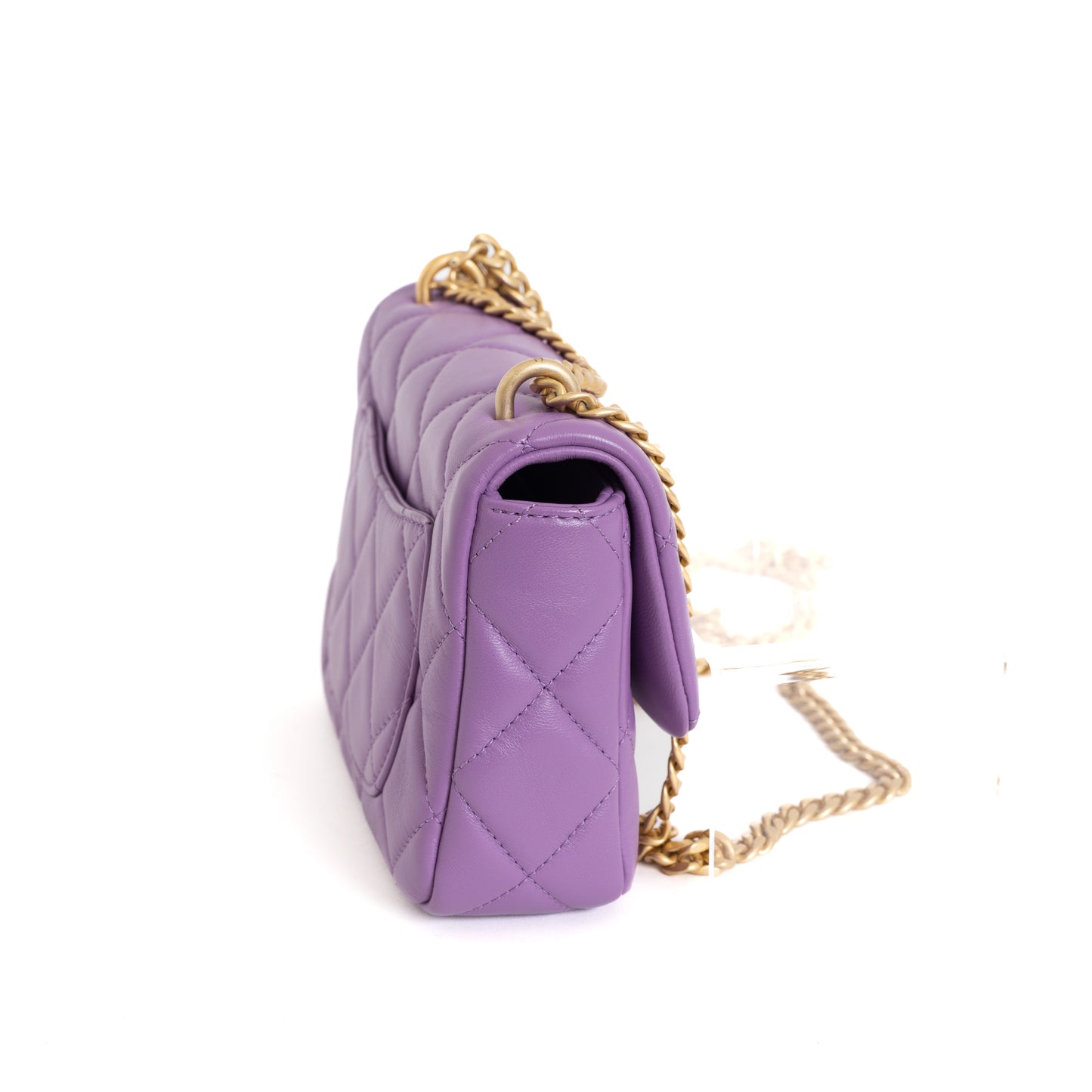 Mini Square Flap Bag, Purple Enamel Lambskin 7567