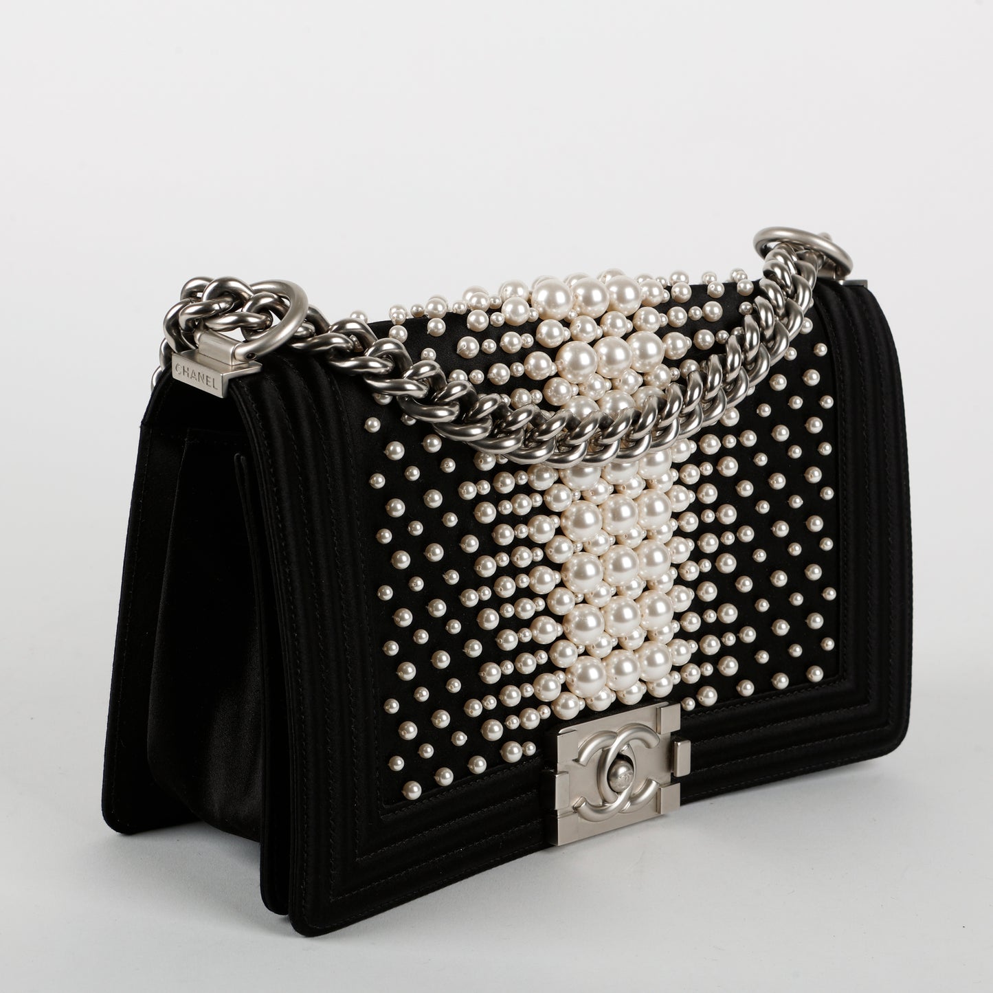 Medium Pearl Embellished Boy Bag