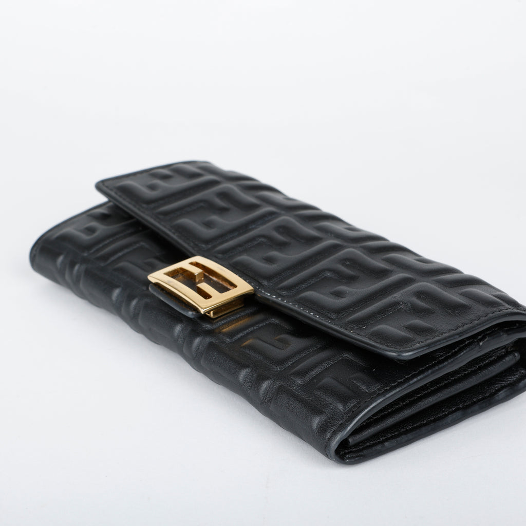 Nappa Embossed Wallet on Chain, Black