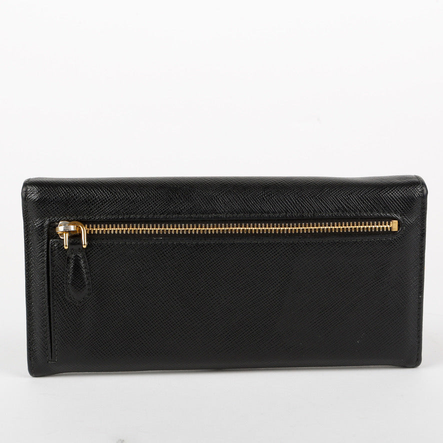 Saffiano Continental Wallet, Black