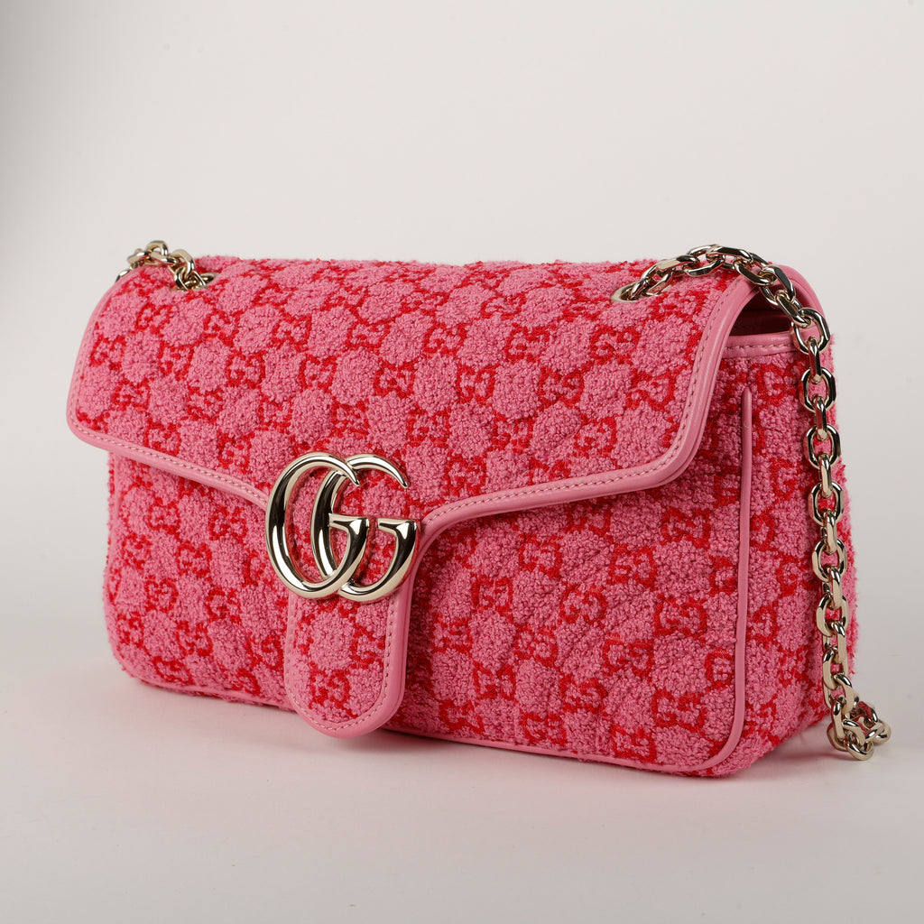 Medium GG Marmont, Pink and Red GG Bouclé