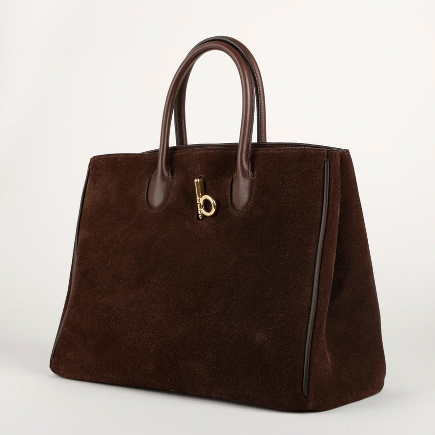 Rocking Horse Tote, Brown Suede