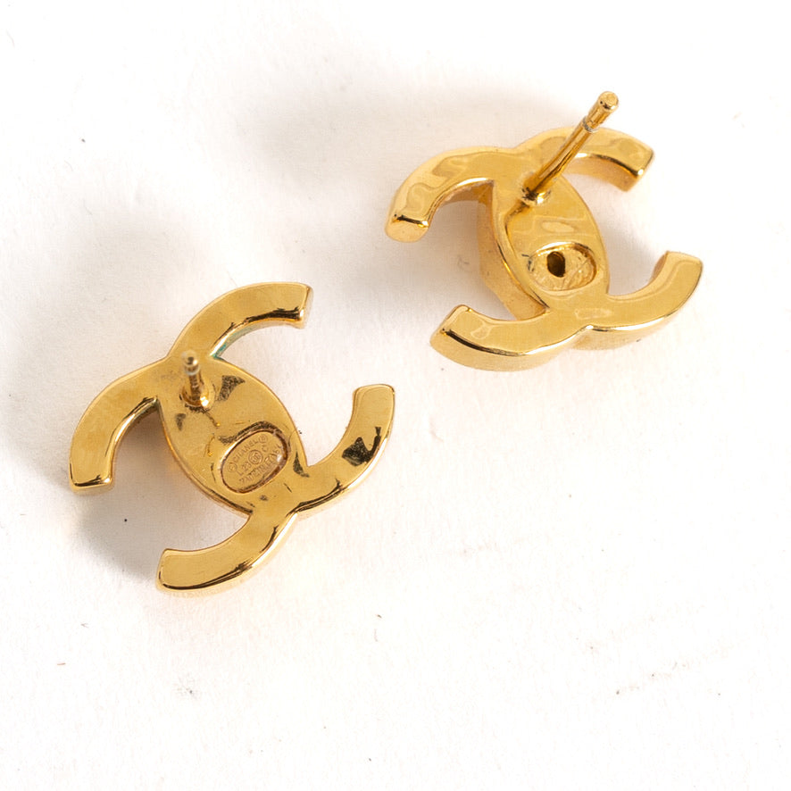 Gold Stud CC Earrings