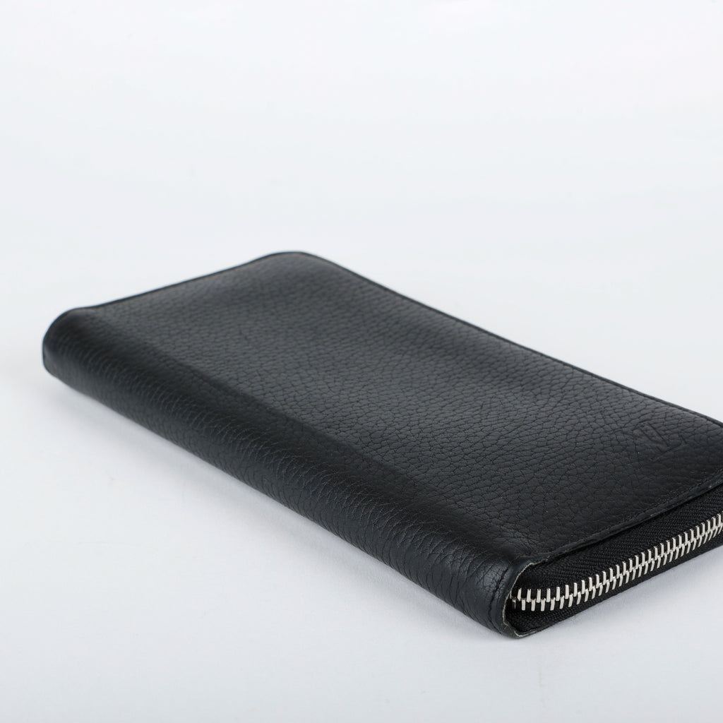 Long Zippy Wallet, Black Leather