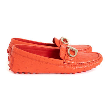 Orange Ostrich Driving Shoes