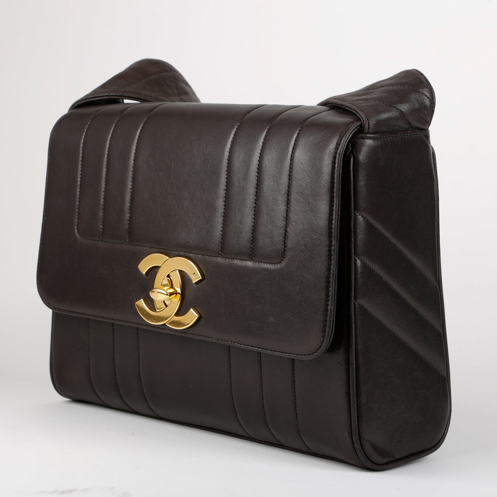 Vertical Mademoiselle Flap, Black Lambskin