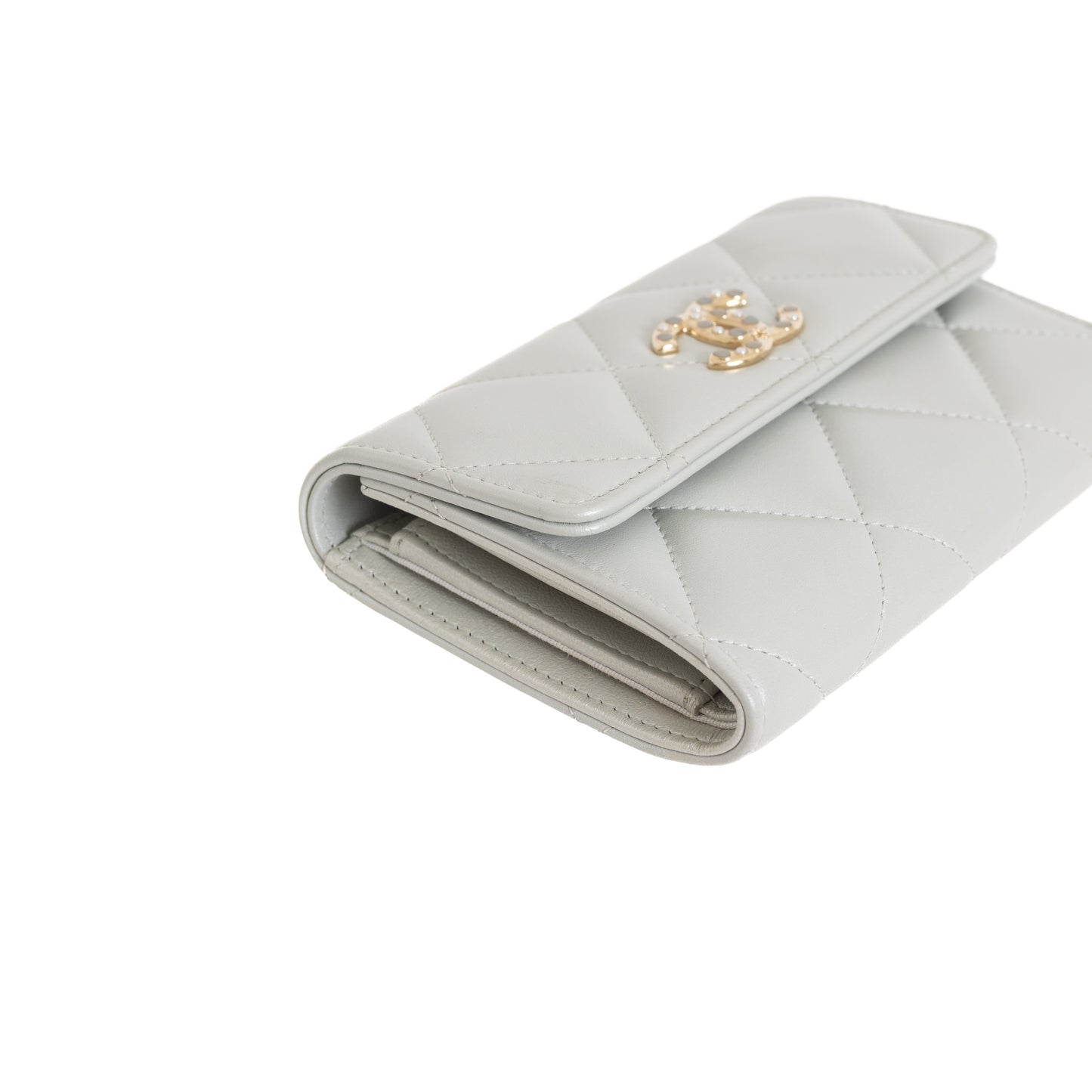 Trifold Wallet, Light Blue Iridescent Lambskin 8459