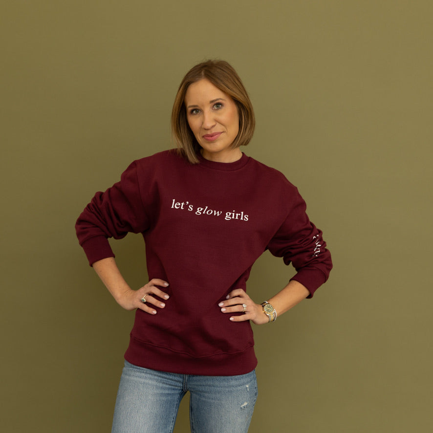 Let's Glow Girls Burgundy Sweatshirt