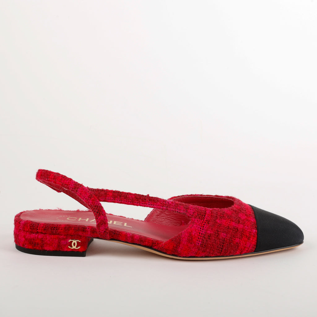 Tweed Sling Backs, Pink & Red | Size 37