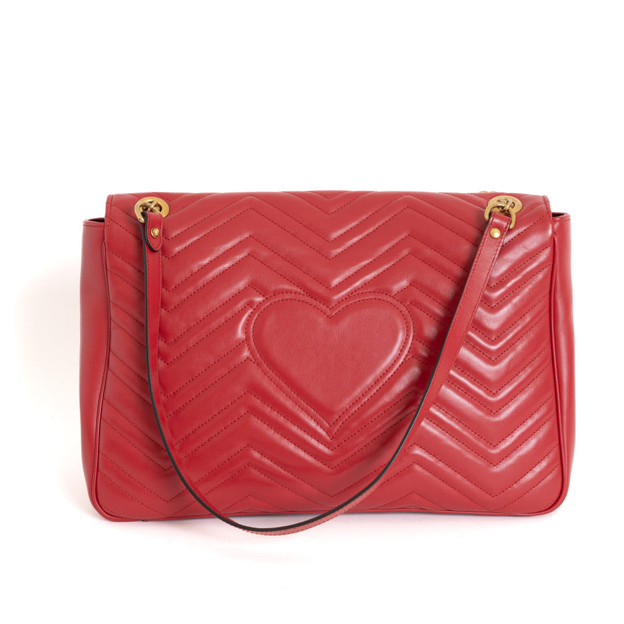 Large Marmont Flap Bag, Red 7625