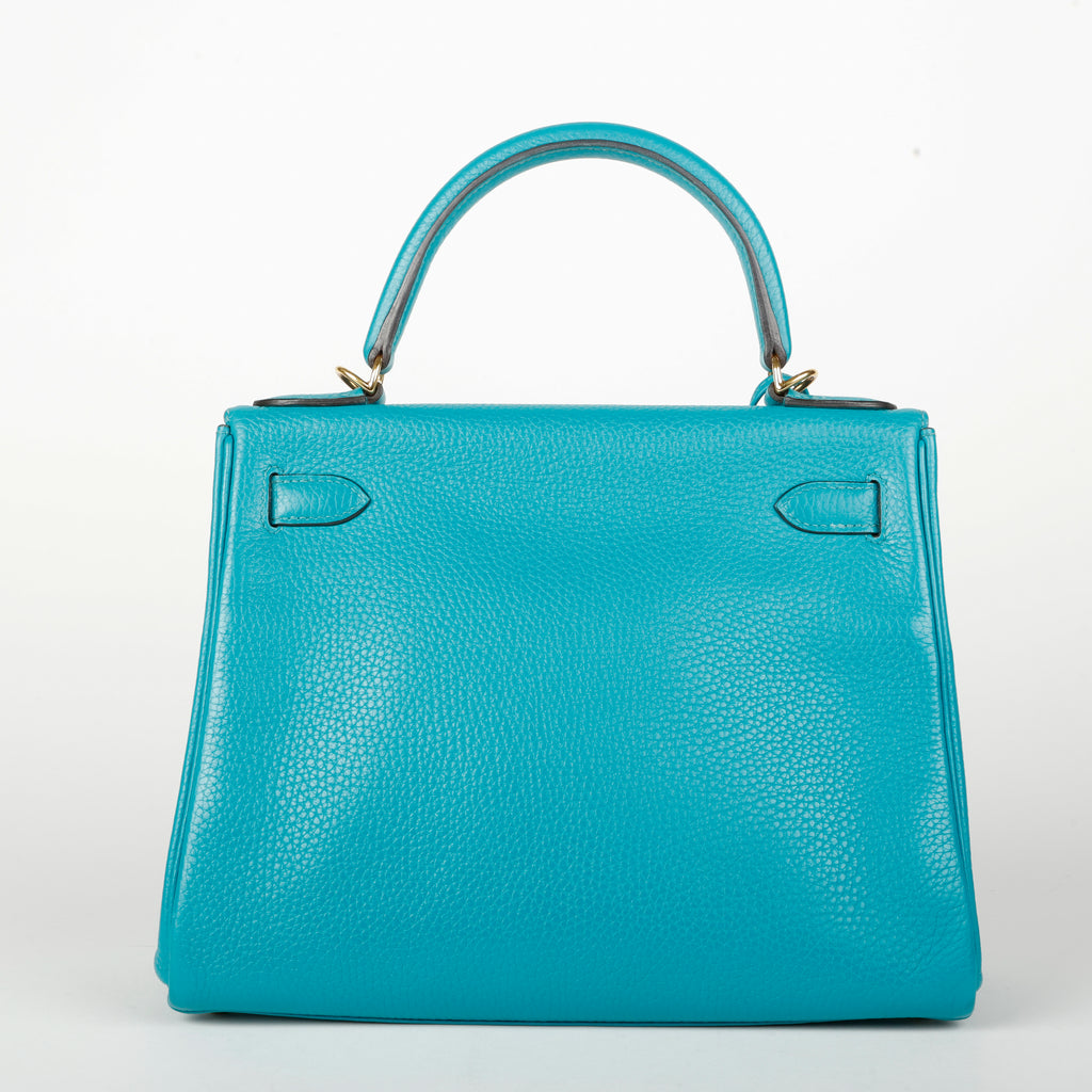 Kelly 28 Blue Paon Clemence Gold Hardware