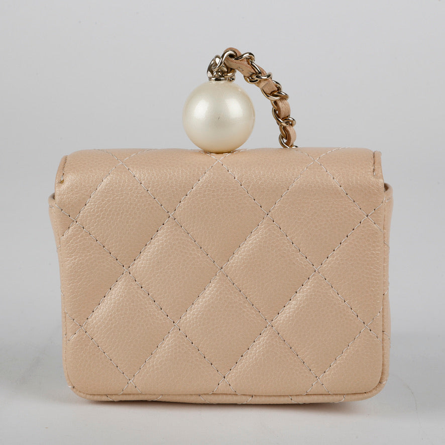 CC Pearl Coin Card Holder with Chain Caviar