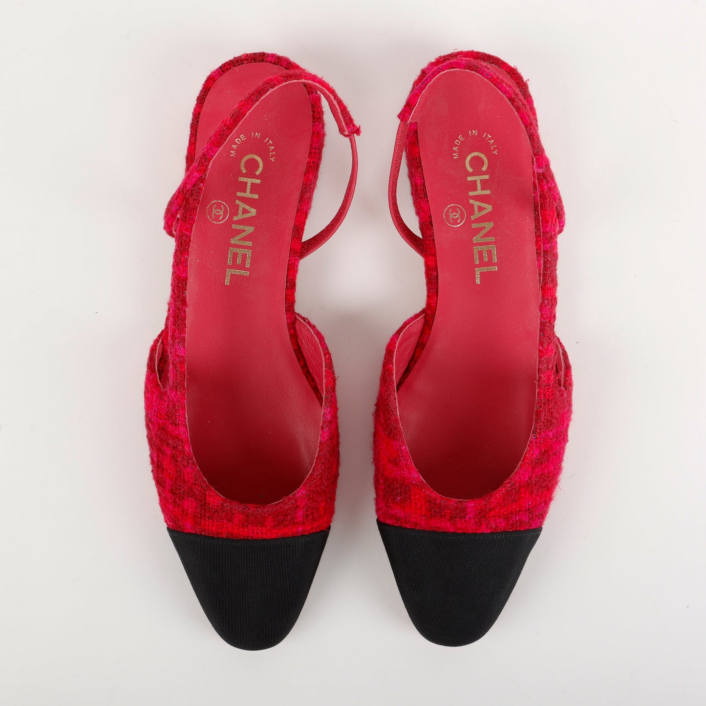 Tweed Sling Backs, Pink & Red | Size 37