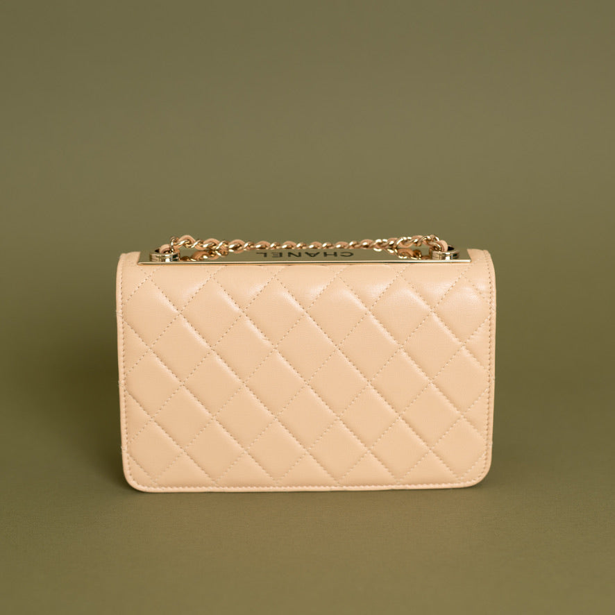 Trendy Wallet on Chain Beige Lambskin 2962