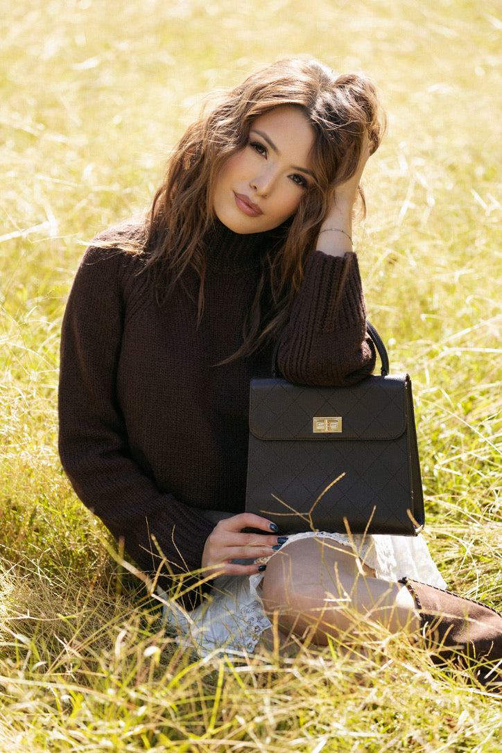 Vintage Kelly Mademoiselle Top Handle, Brown Caviar