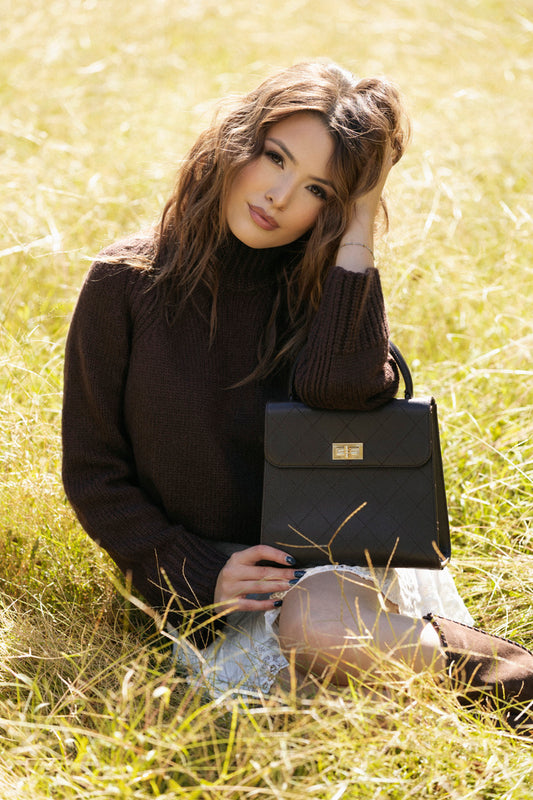 Vintage Kelly Mademoiselle Top Handle, Brown Caviar