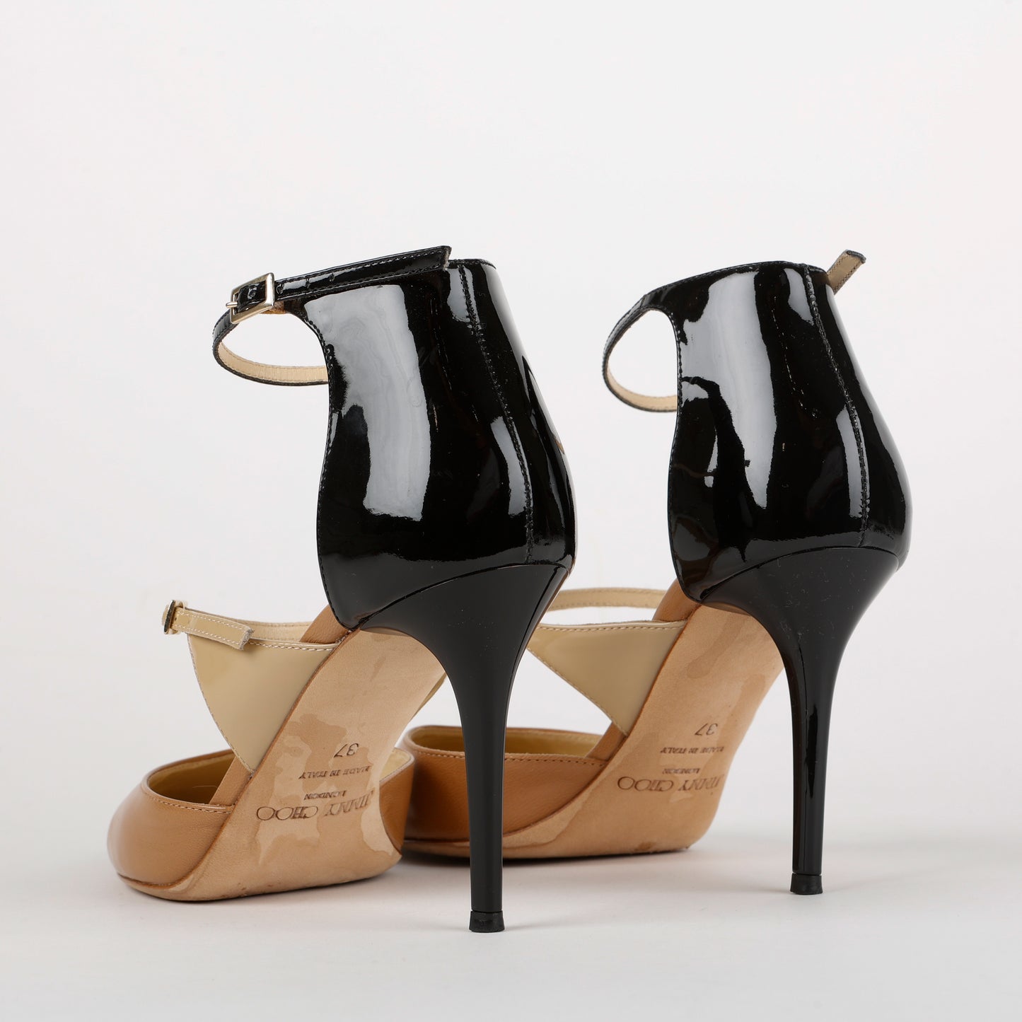Tricolor Pumps, Beige/Black/Tan (37)