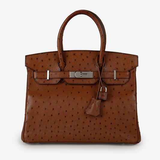 Birkin 30, Brown Ostrich Palladium Hardware