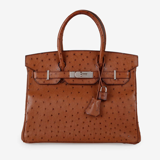 Birkin 30, Brown Ostrich Palladium Hardware