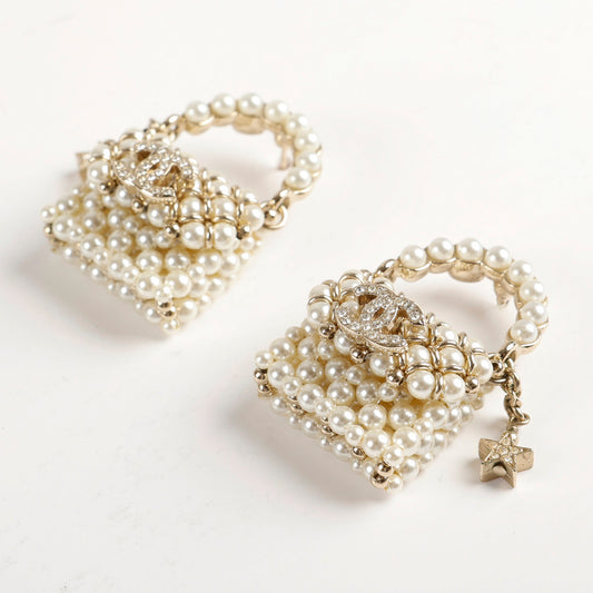 Pearl Handbag CC Earrings, Runway Piece