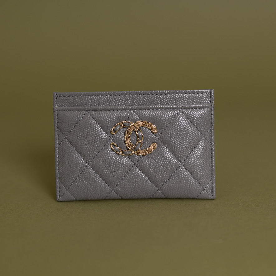 Classic Card Holder, Grey Caviar  9350