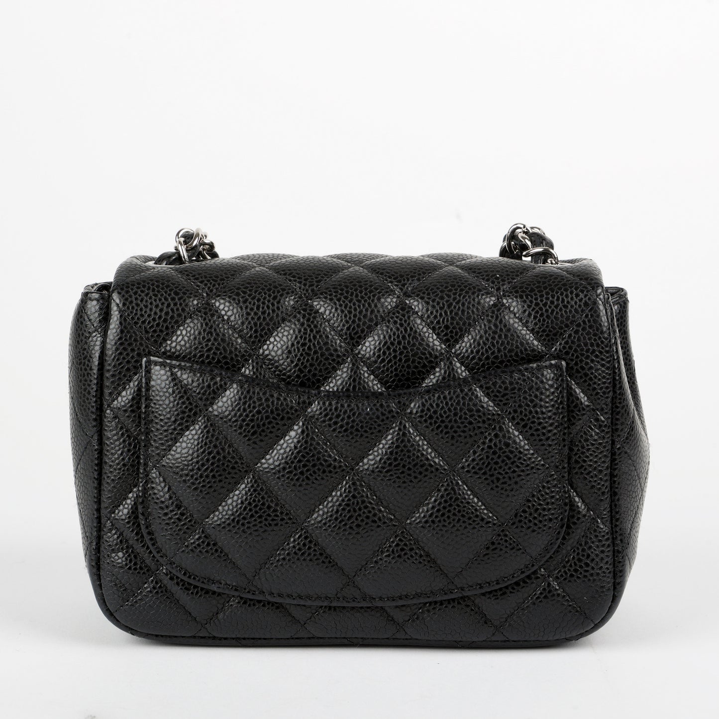 Mini Square Flap, Black Caviar SHW