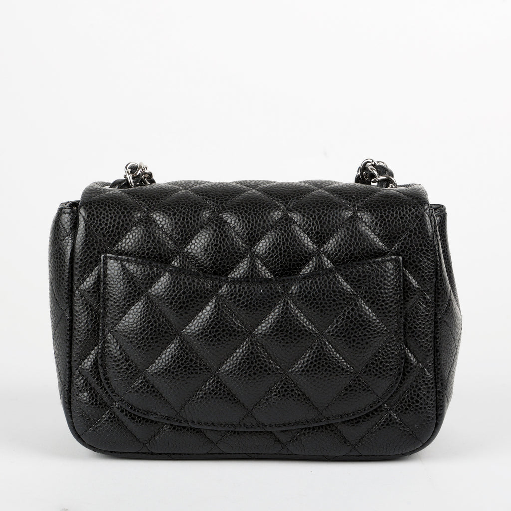 Mini Square Flap, Black Caviar SHW