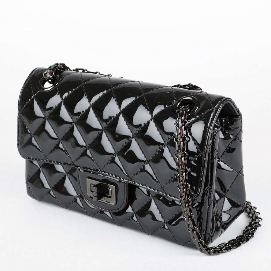 So Black Patent Mini Reissue Flap Bag