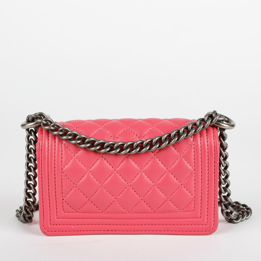 Micro Boy on Chain, Pink Lambskin