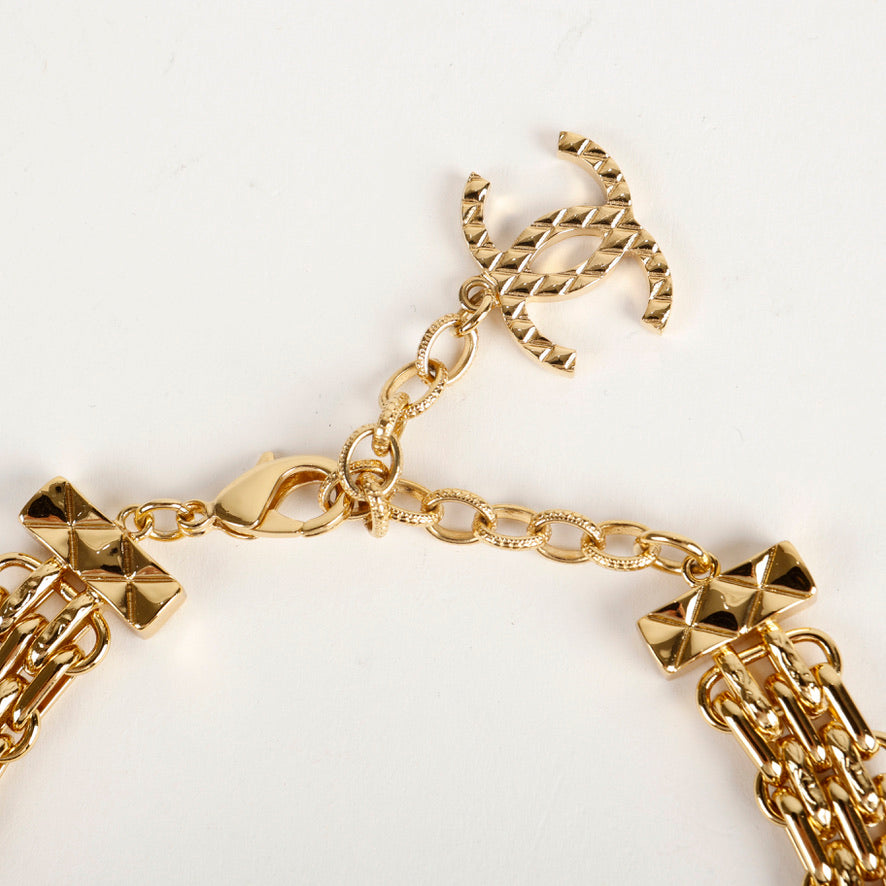 Quilted CC Handbag Gold Choker