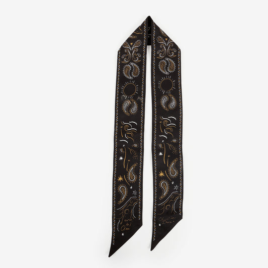 Paisley Twilly, Black/Gold/White