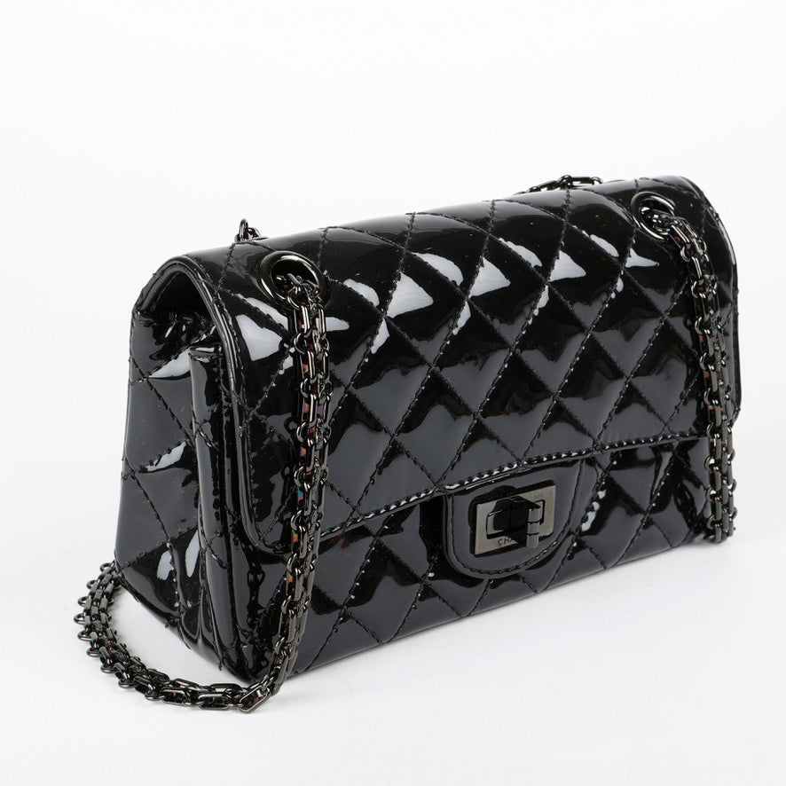 So Black Patent Mini Reissue Flap Bag