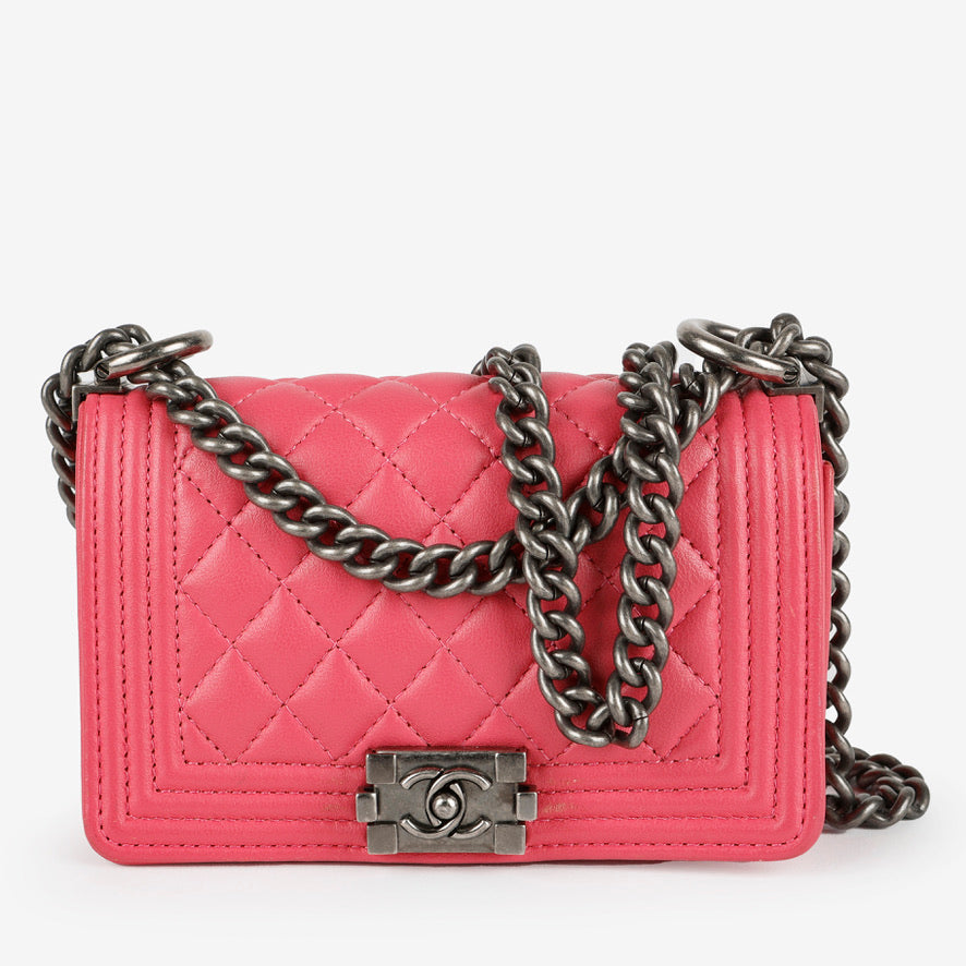 Micro Boy on Chain, Pink Lambskin