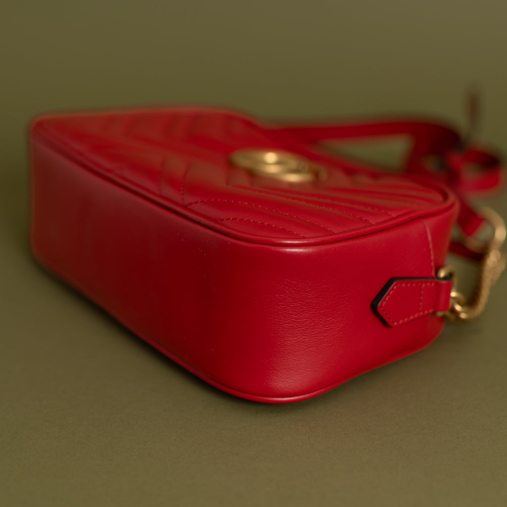 Small GG Marmont Camera Bag, Red GHW 9399